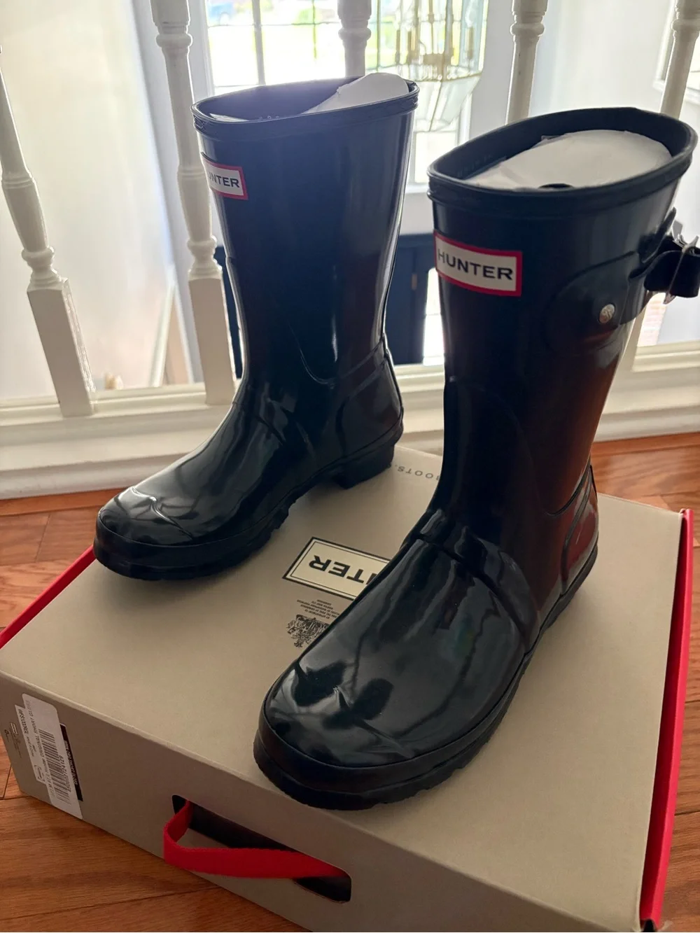 Hunter Glossy Black Mid-Calf Rain Boots